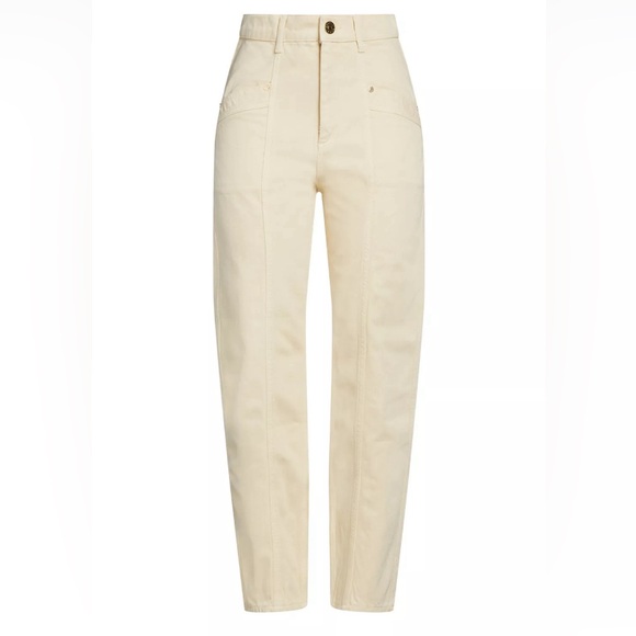 SANDRO Trousers Ivory High-Rise Cropped - Picture 3 of 6